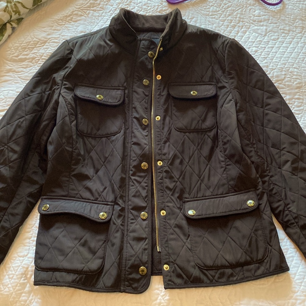 Talbots brown 4 pocket zip up medium weight jacket